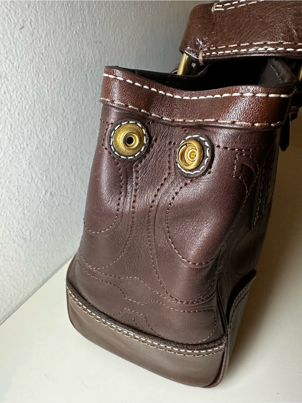 COACH Vintage Hampton Signature 11330 Brown Leather Shoulder Bag - Picture 7 of 15